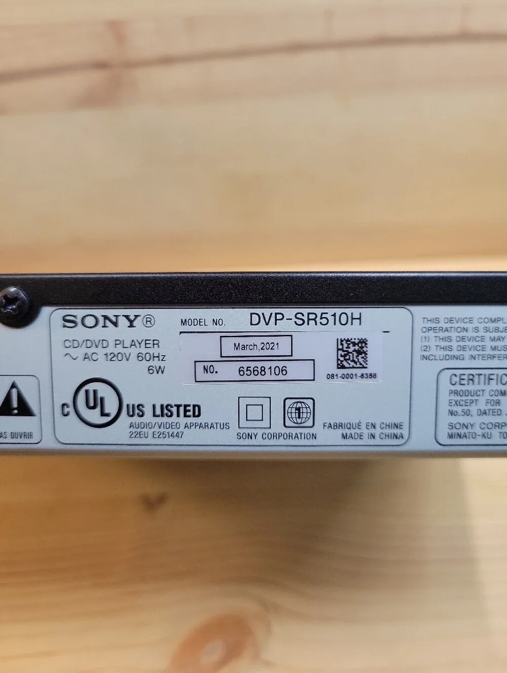 Sony DVP-SR510H DVD Player 1080p HDMI Upscaling w/ Remote Tested